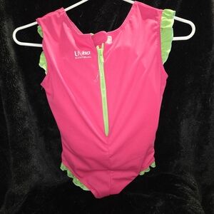 Speedo Kids One Piece Swimsuit - Vibrant Pink with Lime Accents